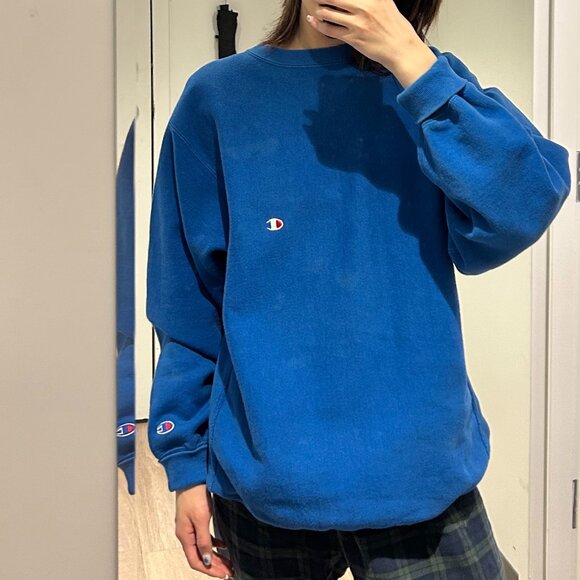 vintage blue champion crewneck sweatshirt - Picture 2 of 4